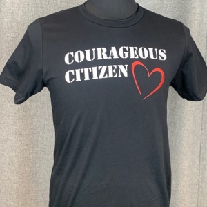 Courageous_Citizen Black T-Shirt with white text logo